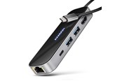 USB Hub - AXAGON Glass 6-in-1 USB-C 5 Gbps Hub USB Hub - USB 3.2 - 6 porte - Svart - HMC-6GLN