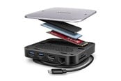 USB Hub - AXAGON UFO 9-in-1 USB-C 10 Gbps HUB USB Hub - USB 3.2 - 8 porte - Svart - HMC-UFO