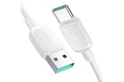 USB-kabel - Joyroom Multi-Color Series A14 USB-A / USB-C 3A Cable 1.2m - White - S-AC027A141W