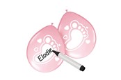 Leksaker - Folat BV - Writable Balloons Birth Girl 6 pcs. - 08591