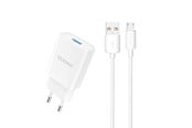 Mobile - Adapters & Chargers - Dudao A4EU USB-A 2.1A wall charger - white + USB-A - micro USB cable - 6976625331963