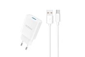 Mobile - Adapters & Chargers - Dudao A4EU USB-A 2.1A wall charger - white + USB-A - USB-C cable - 6976625331970