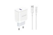 Mobile - Adapters & Chargers - Dudao A20EU USB-A 18W wall charger - white + USB-A - USB-C cable - 6976625332007