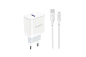 Mobile - Adapters & Chargers - Dudao A20EU USB-A 18W network charger - white + USB-A - Lightning cable - 6976625331994