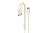 USB-kabel - Dudao L7SE 3in1 USB-A - 2x USB-C / Lightning 66W Cable 1.2m - beige - 6976625331055