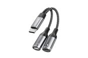 USB-kabel - Dudao L13C+ 2in1 USB-C Adapter - Gray - 6976625332823