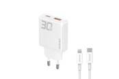 Mobile - Adapters & Chargers - Dudao GaN A30EUL 30W USB-A / USB-C Wall Charger + USB-C - Lightning Cable - White - 6976625332816