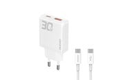 Mobile - Adapters & Chargers - Dudao GaN  A30EUT 30W USB-A / USB-C Wall Charger + USB-C - USB-C Cable - White - 6976625332809