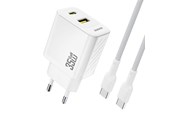 Mobile - Adapters & Chargers - Dudao A27 MaxC 35W GaN Wall Charger + USB-C Cable - White - 6977196680269