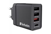 Mobile - Adapters & Chargers - Verbatim 30W 4-Port USB Wall Charger - Black - 49700