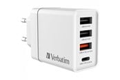 Mobile - Adapters & Chargers - Verbatim 30W 4-Port USB Wall Charger - White - 49701