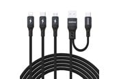 USB-kabel - Dudao L3W USB-A/USB-C to Lightning/USB-C/MicroUSB 66W Cable - Black - 6976625335473