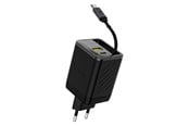 Mobile - Adapters & Chargers - Dudao  A67EU GaN 67W Wall Charger with Built-in Retractable USB-C Power Delivery Quick Charge Cable - Black - 6977196682317