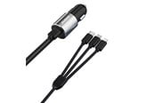 Mobile - Adapters & Chargers - Dudao 3in1 USB car charger 3.4 A built-in cable Lightning / USB Type C / micro USB black (R5ProN black) - 6973687241087