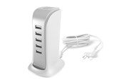 Mobile - Adapters & Chargers - Dudao 5x USB charger with built-in EU power cable white (A5EU) - 6977196682638