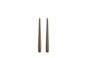 Decoration - Moods & More LED taper candle - Slim - Dark sand - 23x250 mm - 2 pcs - M50-DS023250
