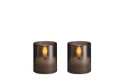 Decoration - Moods & More LED glass candle - Hurricane - Charcoal - 47x57 mm - 2 pcs - M70-CC047057