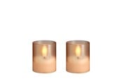 Decoration - Moods & More LED glass candle - Hurricane - Champagne - 47x57 mm - 2 pcs - M70-CH047057