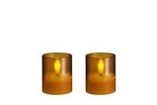 Decoration - Moods & More LED glass candle - Hurricane - Honey Mustard - 47x57 mm - 2 pcs - M70-HM047057