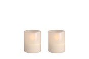 Decoration - Moods & More LED glass candle - Hurricane - Vanilla - 47x57 mm - 2 pcs - M70-VA047057