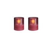 Decoration - Moods & More LED glass candle - Hurricane - Vintage Rose - 47x57 mm - 2 pcs - M70-VR047057