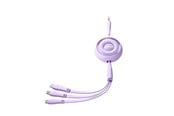 USB-kabel - Joyroom Colorful Series S-A40 Cable Retractable 3in1 USB-A - USB-C / Lightning / Micro USB 1m - Purple - S-A40_P