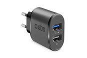 Mobile - Adapters & Chargers - SBS 3100 mAh laddare - 2,1A + 1A - Svart - TETR2USB31AFAST