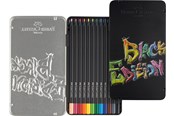 Skriv- och ritverktyg - Faber-Castell Colour Pencils Black Edition tin 12x - 116413