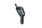 Andra mobiltillbehör - Joyroom JR-CCL07 3-in-1 Car Charger with Built-in Retractable Cable - Dark Gray - JR-CCL07
