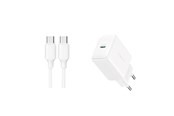 Mobile - Adapters & Chargers - Joyroom JR-TCF20 USB-C PD 20W network charger - white + USB-C / USB-C cable 1m - JR-TCF20_CC