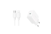 Mobile - Adapters & Chargers - Joyroom JR-TCF20 USB-C PD 20W network charger - white + USB-C / Lightning cable 1m - JR-TCF20_CL