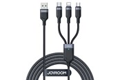 USB-kabel - Joyroom S-A18 3in1 3.5A USB-A - Lightning+USB-C+MicroUSB cable 1.2m - black - S-A18-new