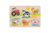 Babyleksaker - Goki Wooden Knob Puzzle on the Farm 6 pcs. - 57309