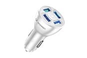 Mobile - Adapters & Chargers - Wozinsky WCCAW 50W 4x USB-A QC Car Charger - White - 5907769308246