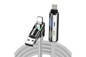 USB-kabel - BlitzWolf BW-HDC6 4-in-1 USB-C/USB-A to USB-C/Lightning Cable 240W RGB - BW-HDC6 Grey