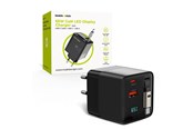 Mobile - Adapters & Chargers - Mobile Origin 65W GaN Display Charger PW2 - USB-C Self-Retracting Cable + USB-C + USB-A - MO-65WDCH-PW2
