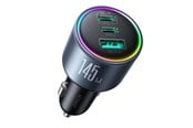 Mobile - Adapters & Chargers - Joyroom JR-CCN07 145W Car Charger 2xUSB-C USB-A + 100W USB-C Cable - Dark Grey - 6956116764968