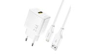 Mobile - Adapters & Chargers - Dudao A23LEU 2.4A GaN EU USB-A wall charger with USB-A cable - Lightning - white - 6976625334025