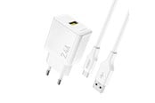 Mobile - Adapters & Chargers - Dudao A23TEU 2.4A GaN USB-A wall charger with USB-A cable - USB-C - white - 6976625334001