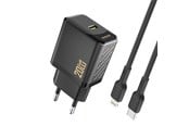 Mobile - Adapters & Chargers - Dudao A26LEU PD 20W GaN USB-C Wall Charger with USB-C Cable - Lightning - Black - 6976625334070