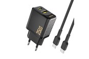 Mobile - Adapters & Chargers - Dudao A26TCEU PD QC 25W GaN USB-A USB-C wall charger with USB-C cable - black - 6976625334117