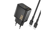 Mobile - Adapters & Chargers - Dudao A27CEU PD 25W GaN SB-C AC Charger with USB-C Cable - Black - 6976625334155