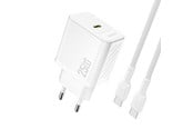 Mobile - Adapters & Chargers - Dudao A27CEU PD 25W GaN SB-C AC Charger with USB-C Cable - White - 6976625334148