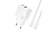 Mobile - Adapters & Chargers - Dudao A27TCEU PD 30W GAN USB-A USB-C wall charger with USB-C cable - white - 6976625334223