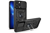Mobile - Covers & Cases - Hurtel Hybrid Armor Camshield Case for iPhone 13 Pro Armored Case with Camera Cover Black - 9145576267974