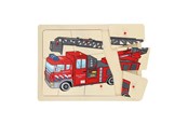 Pusselspel - Playwood Wooden Knob Puzzle Fire Brigade 9 pcs. Trä - RS241-BRA