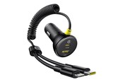 Mobile - Adapters & Chargers - Baseus Circular 60W USB-A + USB-C Car Charger with Built-in Lightning + USB-C Cable 1.4m - Black - C00035902121-01