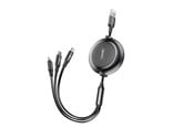 USB-kabel - Baseus Golden Loop 3in1 extendable cable USB - micro USB / Lightning / USB-C 3.5A 35cm - 120cm black (CAMLT-JH01) *DEMO* - CAMLT-JH01