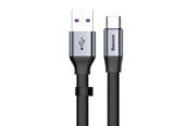 USB-kabel - Baseus Simple flat cable USB cable / USB Type C SuperCharge 5A 40W Quick Charge 3.0 QC 3.0 23cm gray (CATMBJ-BG1) - CATMBJ-BG1