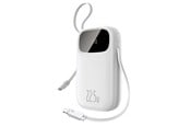 PowerBank - Baseus EnerFill FC31 20000mAh 22.5W Powerbank with Digital Display and 2 Built-in Cables (USB-C + Lightning) - White PowerBank - Vit - 20000 mAh - P10082107213-00